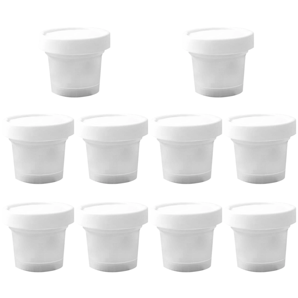 10Pcs 100ml Plastic Ice Cream Cup Practical Jelly Cup Pudding Milkshake Cup with Lid White