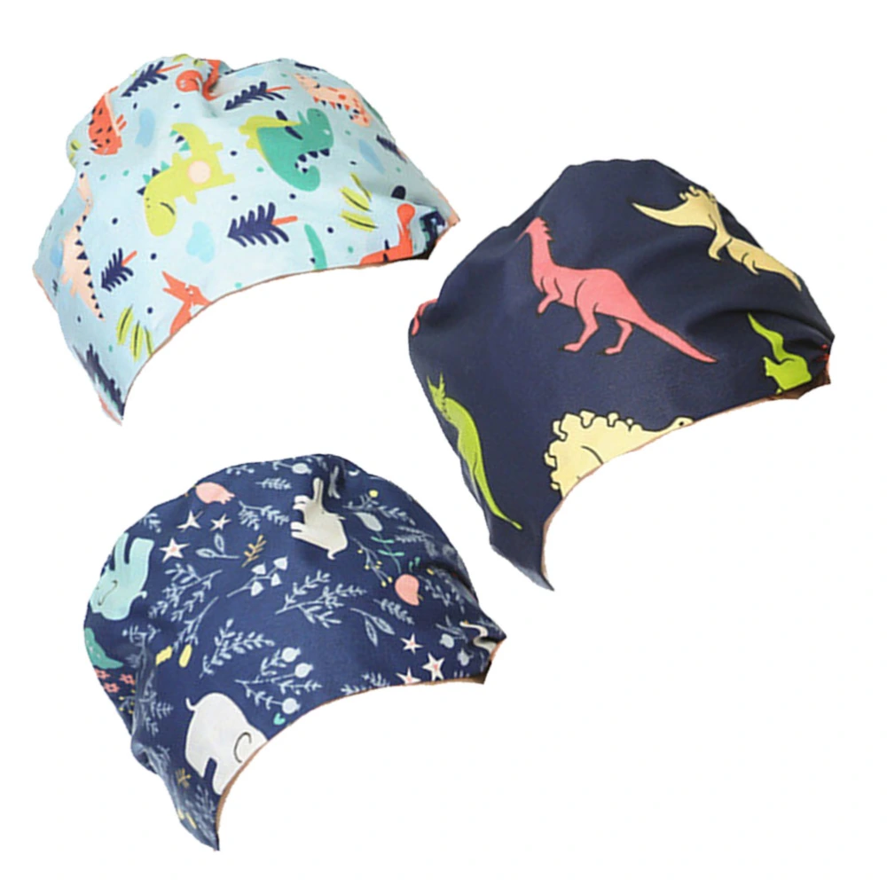 3pcs Cartoon Hat Cotton Creative Working Chemotherapy for Women Men (Elephant + Cartoon Dragon + Four Dragons)