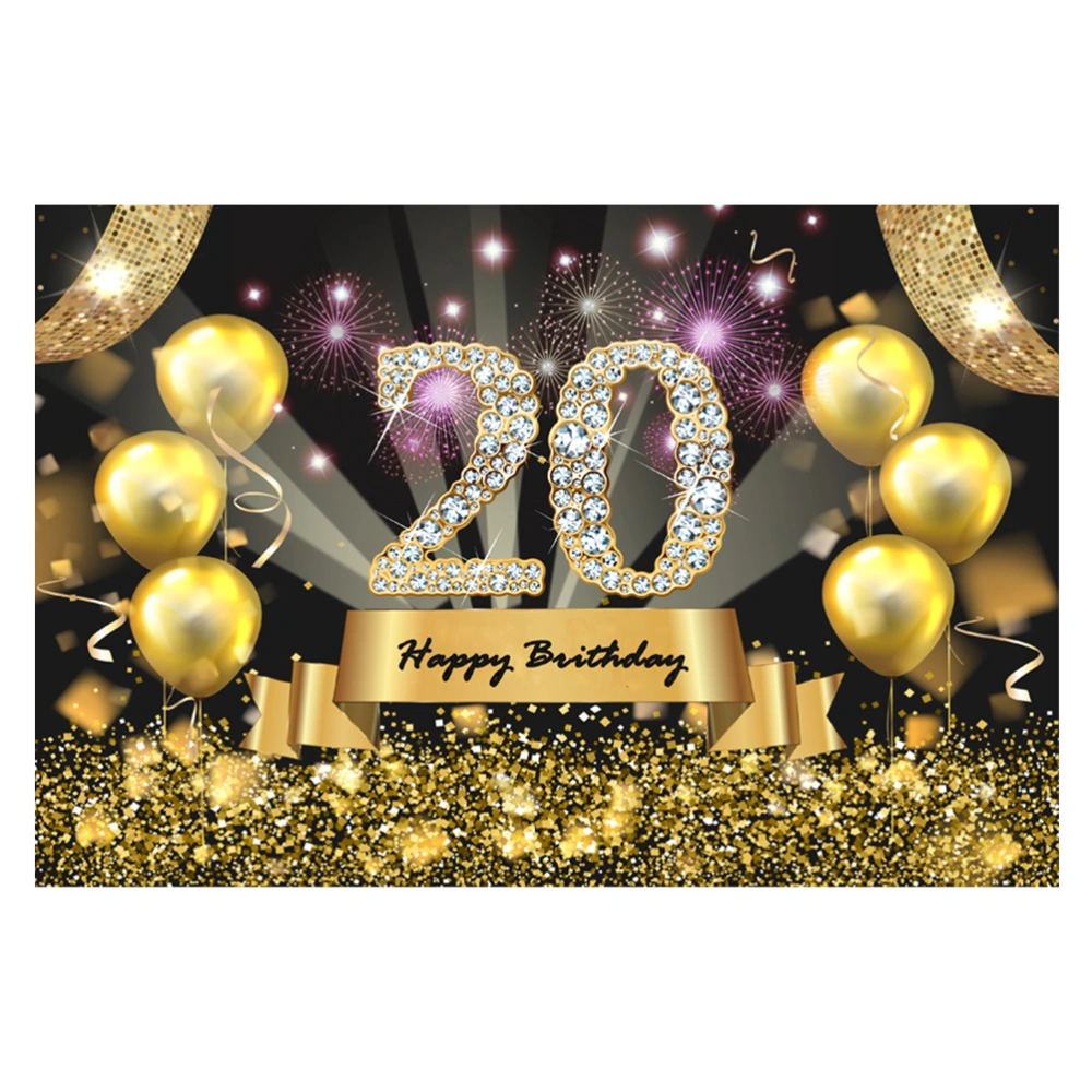 20 Birthday Backdrop Balloon Printed Diamond 20 Background Cloth Fashion Photographic Prop (210x150cm)