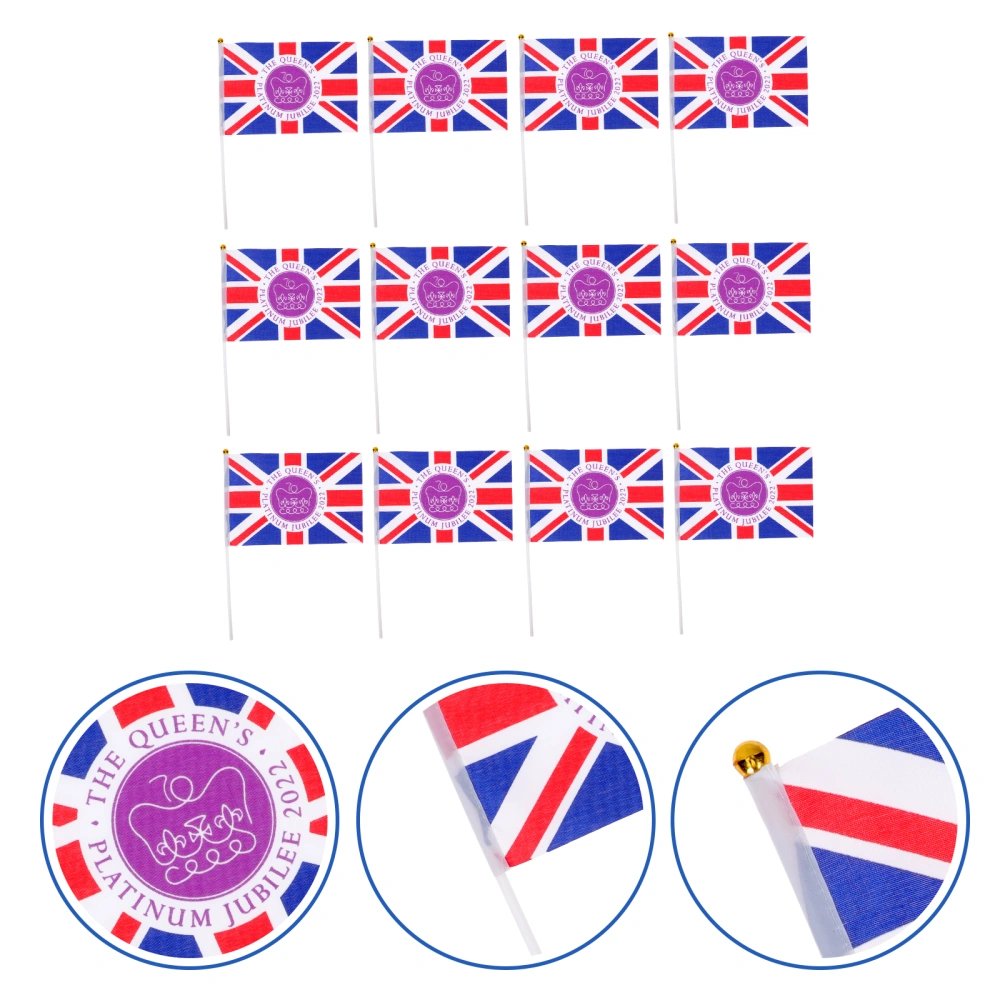 50Pcs UK British Stick Flags Handheld Union Jack Queen's Day Flags Decorative British Flags