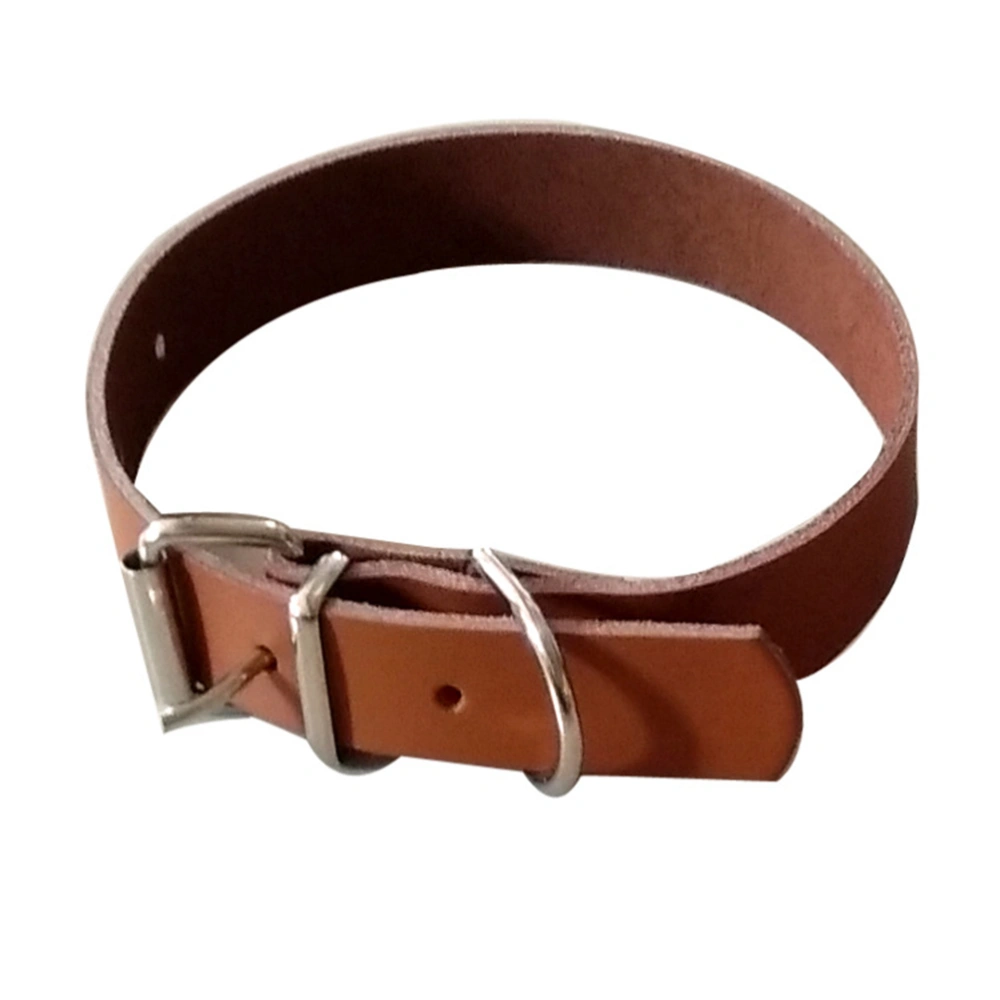 Pet Collars Luxury Cow Leather Plain Pet Dog Puppy Collar for Small and Medium Dogs - Size S (Brown)