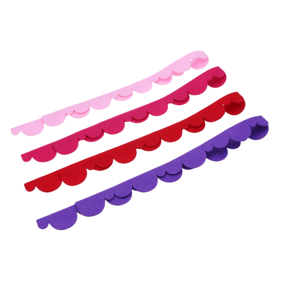 4 Pcs Blackboard Border Strip Three-dimensional Lace Wavy Border Trim Decorative Floral Stips Kindergarten Corner Poster Blackboard Newspaper Decoration (Rosy/Pink/Red/Purple)