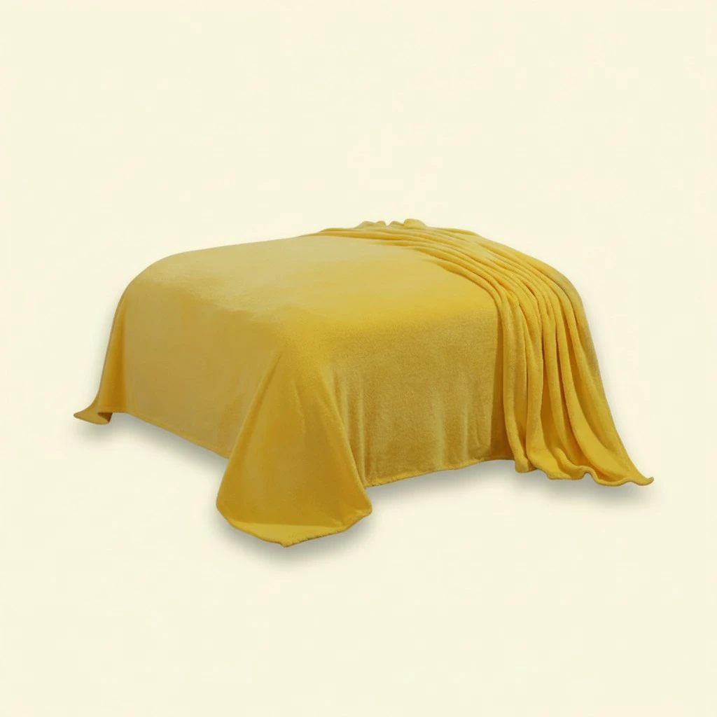 Thick Blankets Flannel Fleece Blanket Lightweight Warm Bed Blanket 100x140cm (Light yellow)