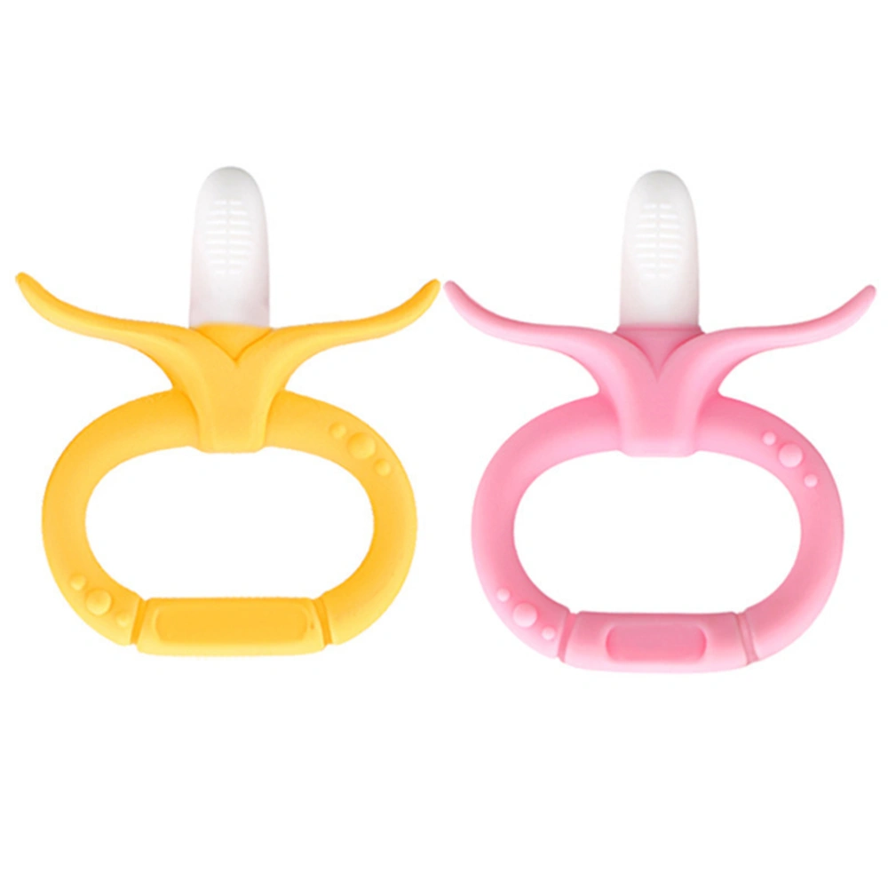 Baby Teether Toy Banana Ring Shaped Teething Toy Kids Molar Baby Teeth Grinding Toy (Pink)