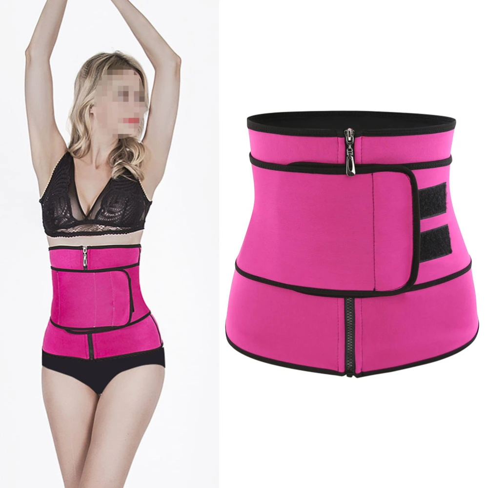 1PC Women Zipper Sports Waistband Corset Slimming Belt Fitness Body Shapers Shapewear - Size S (Rosy)