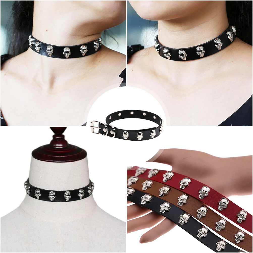 Punk Skull Necklace Stylish Necklace for Music Cosplay Necklace Prop Choker