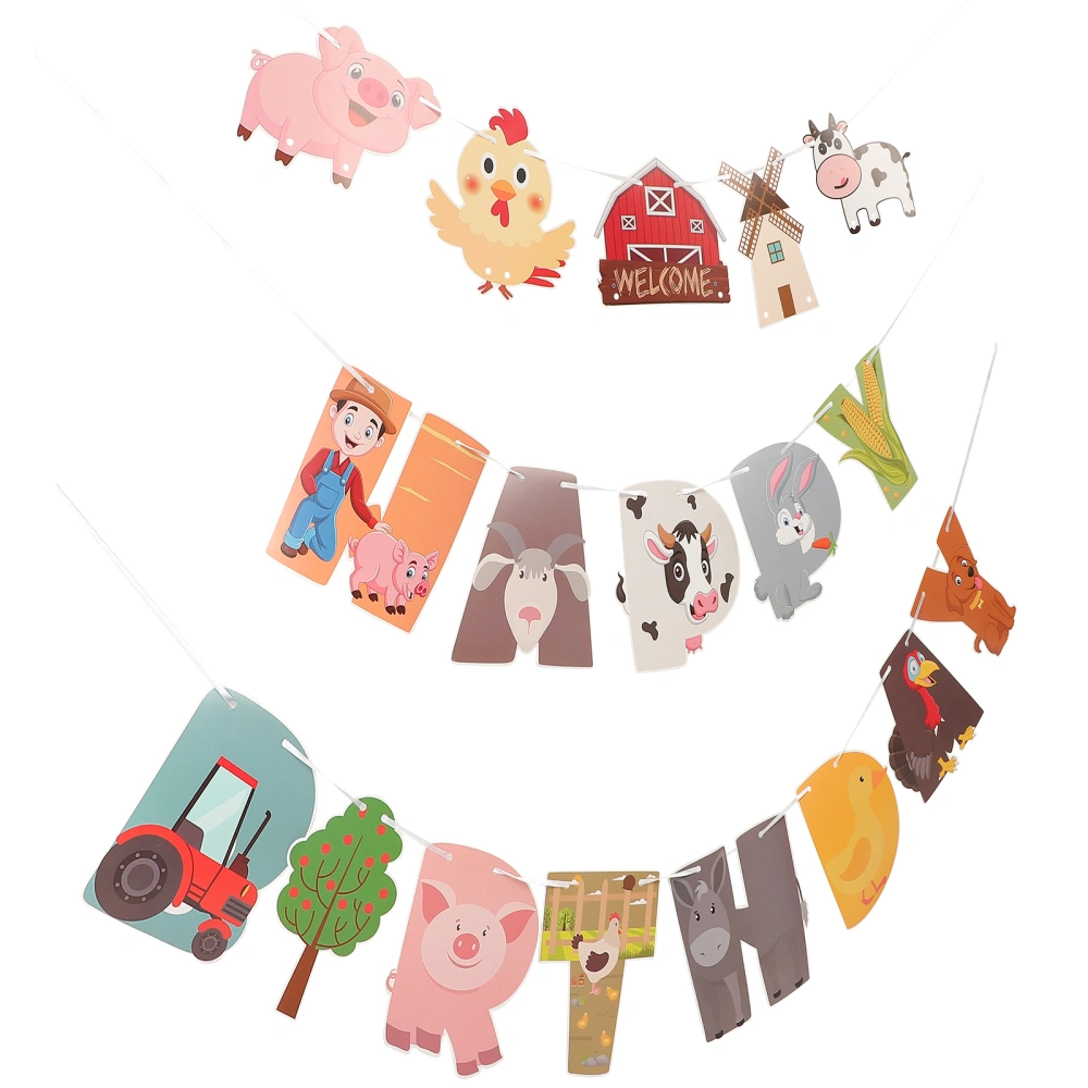 Farm Theme Party Banner Animal Molding Cartoon Bunting Decoration Paper Hanging Banner for Birthday Party