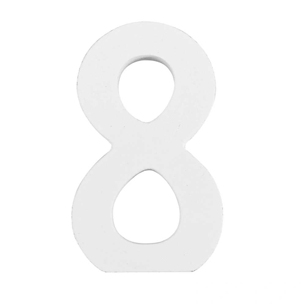 8cm DIY Wooden Wedding Table White Numbers Sign Decoration Table Seat Cards Table Photo Props Dinner Decoration for Birthday Wedding Party Festival (Number 8)