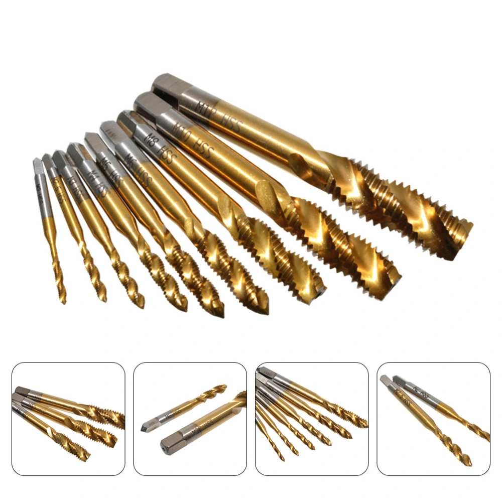 9pcs Spiral Taps Tapping Thread Drill Bits Spiral Fluted Machine Screw Tap Kit