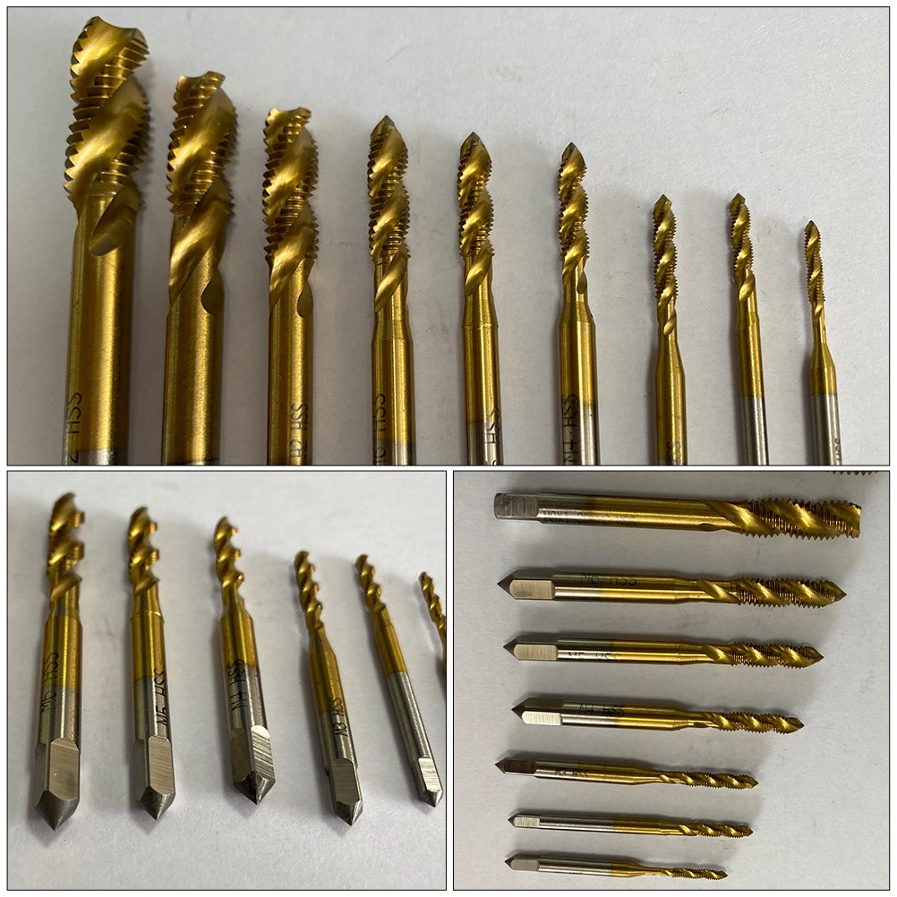9pcs Spiral Taps Tapping Thread Drill Bits Spiral Fluted Machine Screw Tap Kit