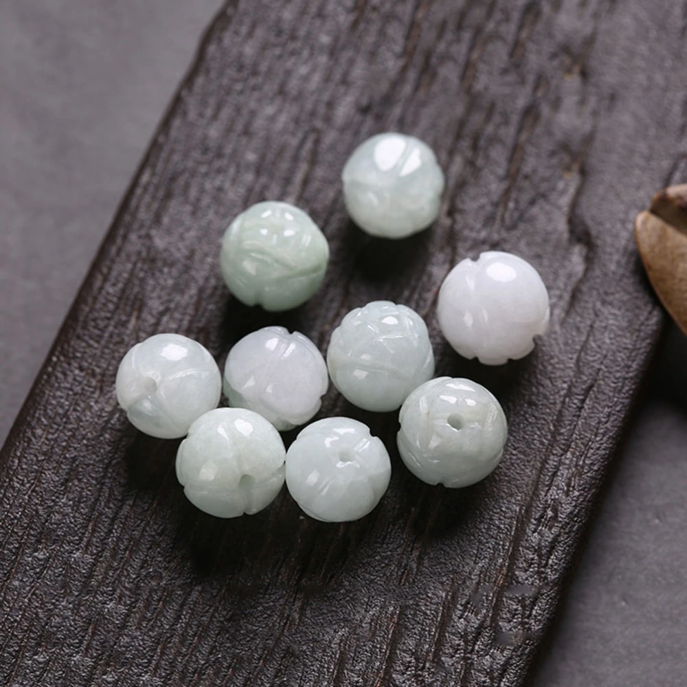 10pcs 10mm DIY Beads Natural Stone Carving Lotus Beads Gemstone for Jewelry Making