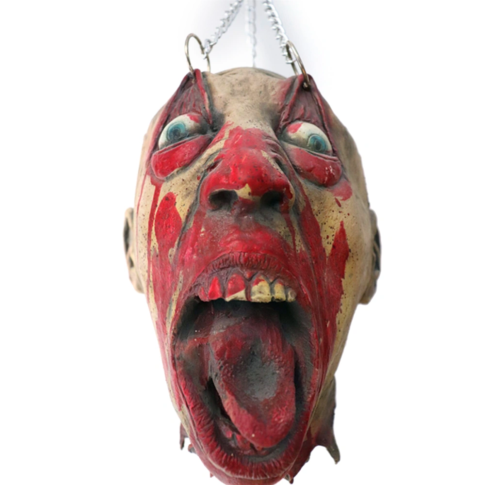 Haunted House Horror Screaming Man Head Halloween Hanging Ornament Room Escapes Decorative Props