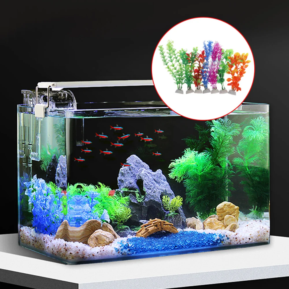 7pcs Artificial Plastic Aquarium Plant Decoration Fish Tank Water Plant Grass Aquarium Ornament for Home Store