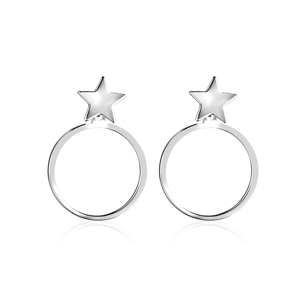 Star Zircon Round Pattern Stud Earrings