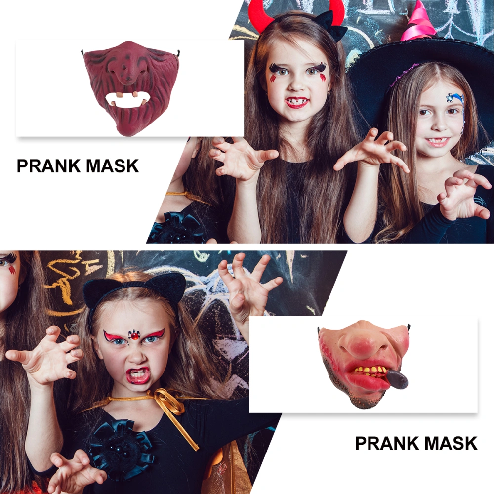 3pcs Halloween Decorative Mask Half Face Mask Spoof Mask Halloween Party Mask