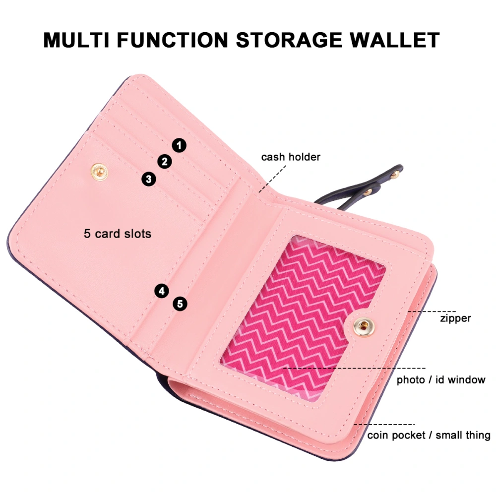 1Pc Women Wallet Short Wallet Cat Pattern Zipper Wallet Short Coin Purse