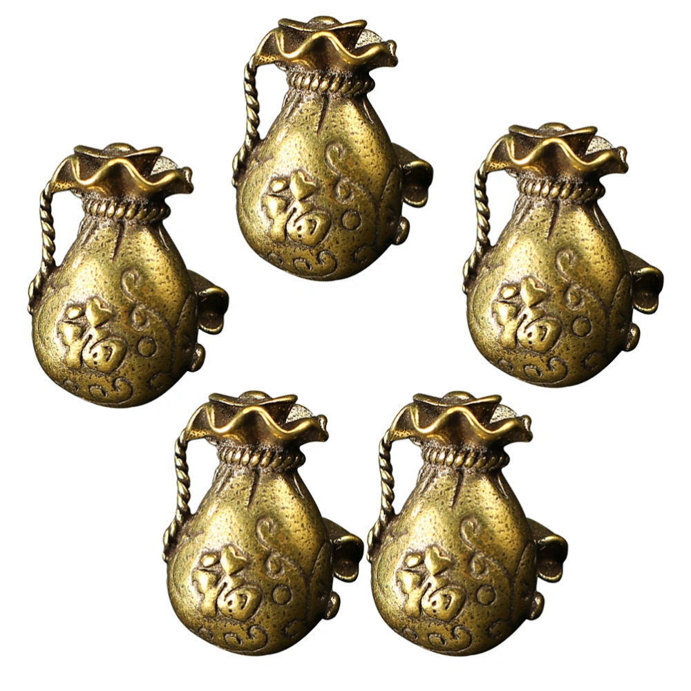 5pcs Brass Solid Bag Pendant Solid Bag Creative Fish Key Ring Hanging Ornament