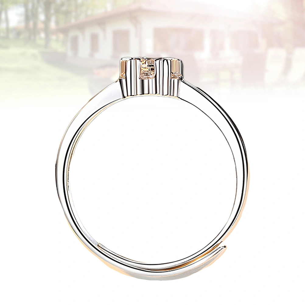 2pcs Elegant Rings White Copper Ring Crystal Ring Snowflake Jewelry Accessories for Women Girls (Silver)