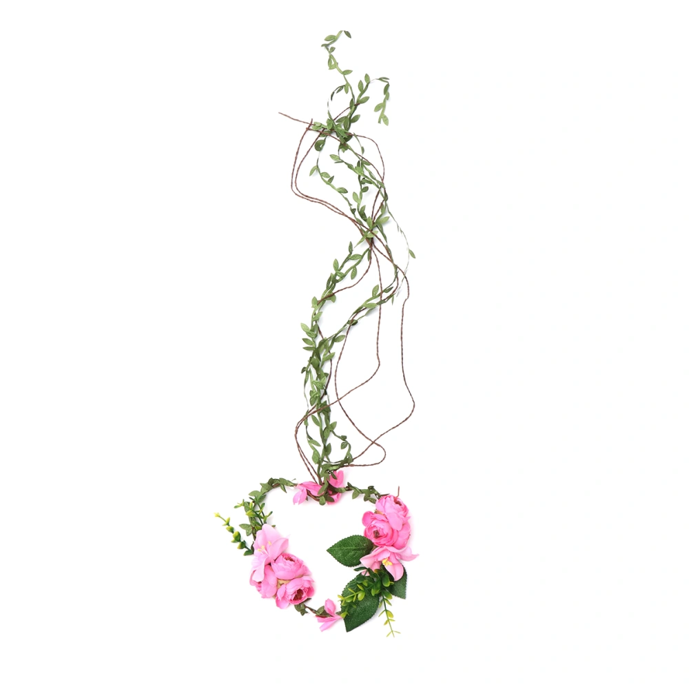 1PC Simulation Flower Headband Floral Cane Headpiece for Holiday Wedding Photography (Pink)