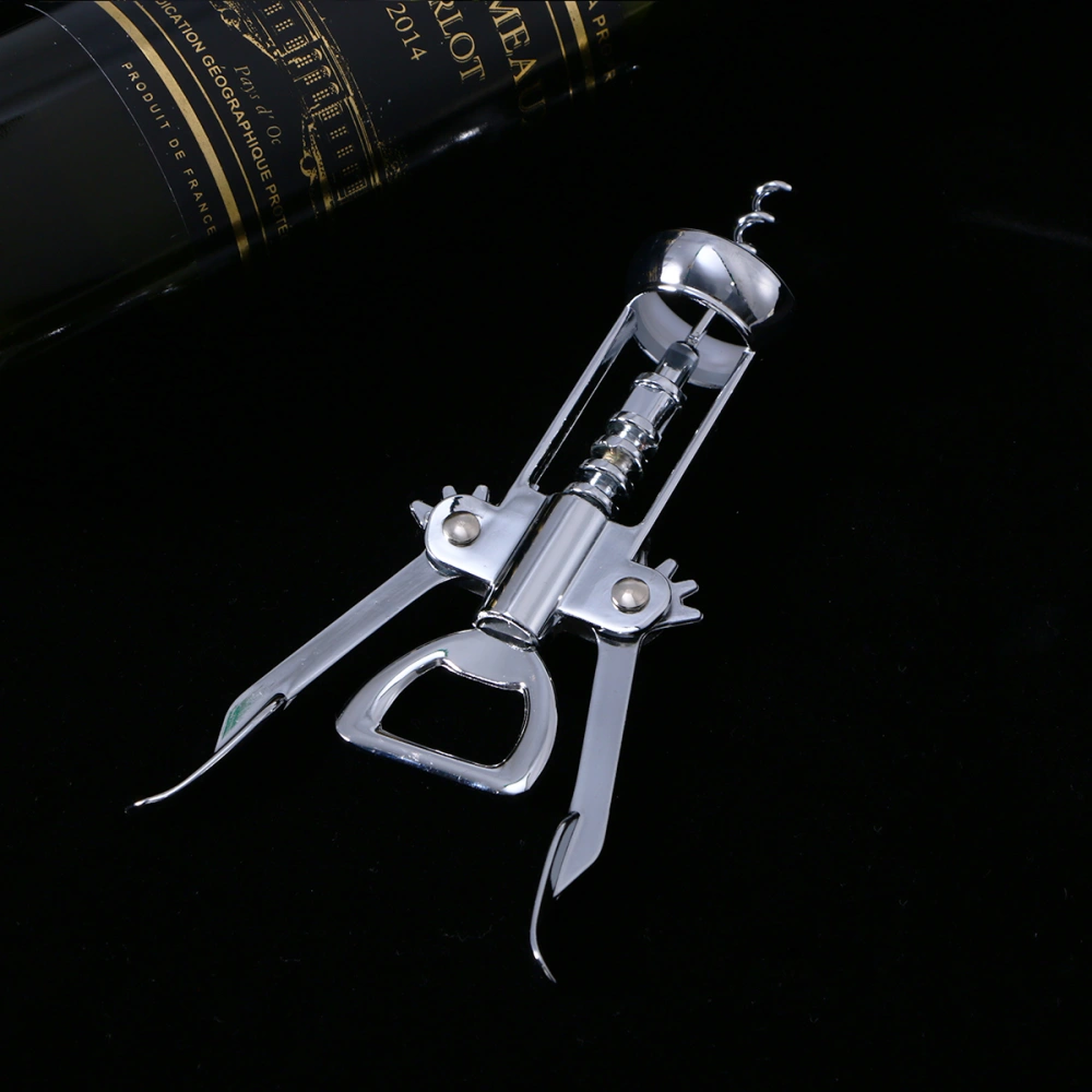 Plated Winged Wine Bottle Opener Corkscrew Opener (Silver)