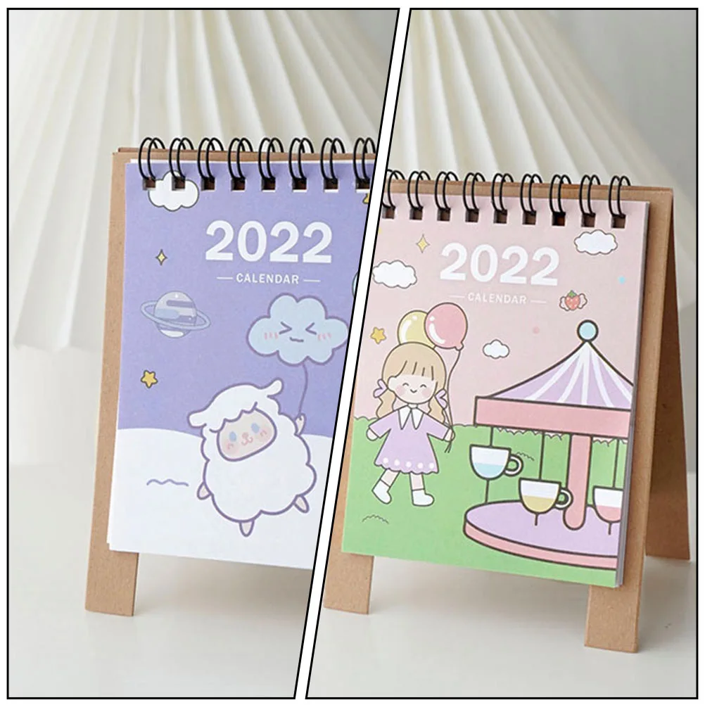 4Pcs Tabletop Mini Calendar Adorable 2022 Small Calendar Office Note Calendar