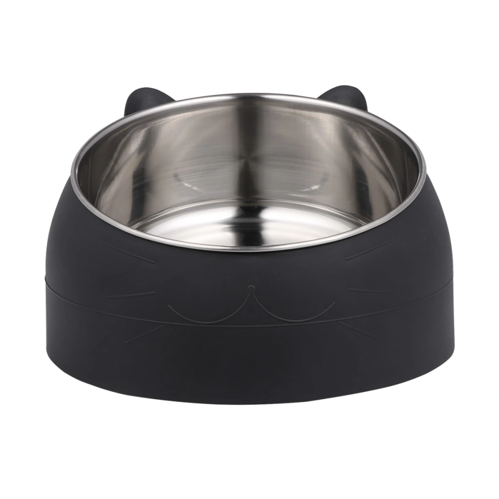 1Pc 304 Stainless Steel Pet Bowl Stainless Steel Pet Feeder Dog Cat Safe Water Drinking for Home Shop Pet Supplies(Black)