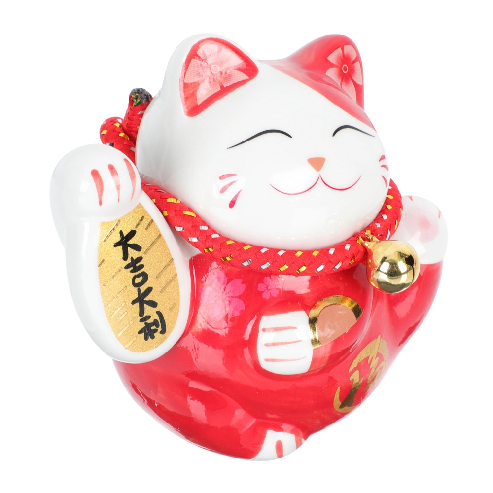 1pc Adorable Fortune Cat Adornment Ceramic Fortune Cat Ornament Household Decor