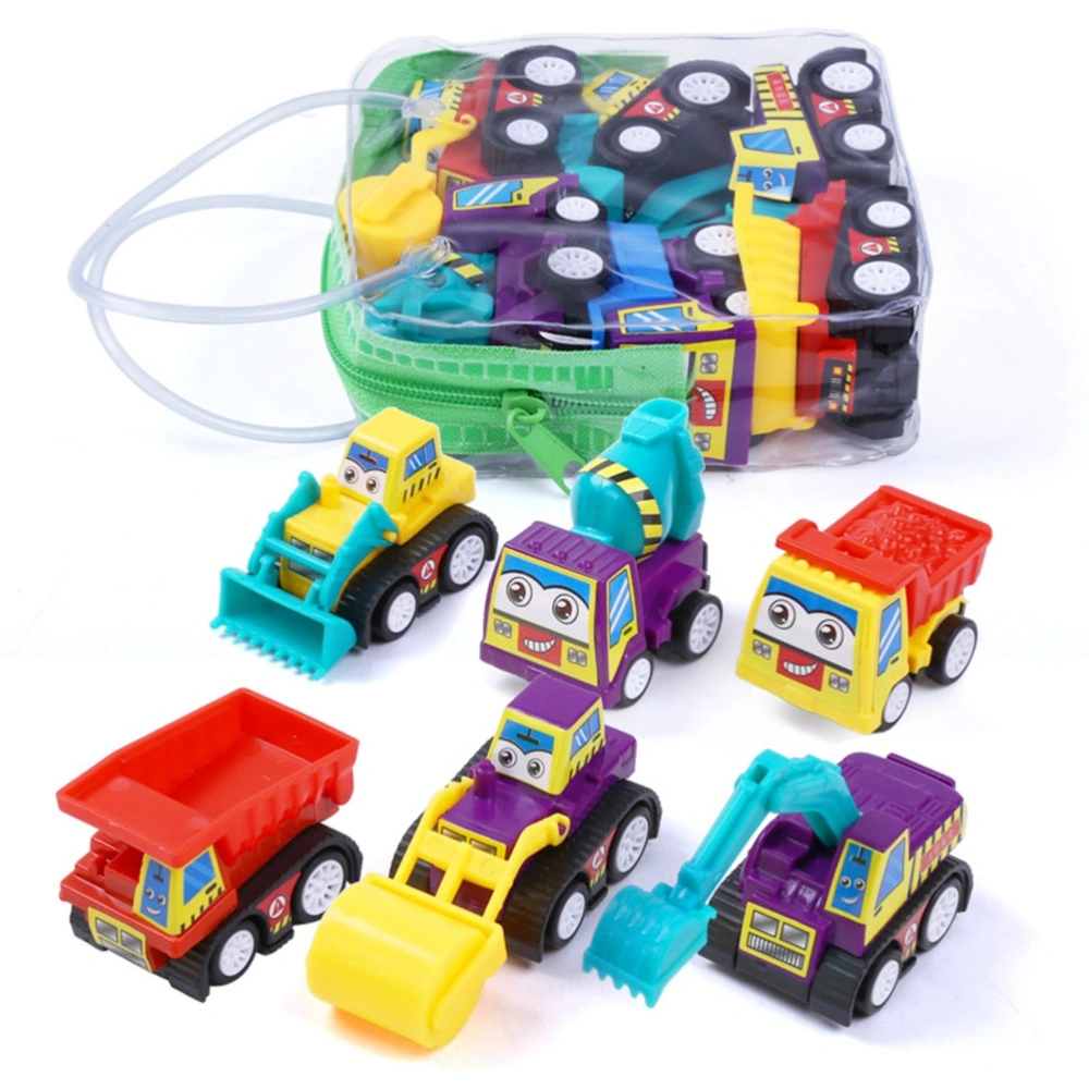 6 Pcs Mini Friction Powered Toy Car Engineering Vehicle Toy Early Educational Toy for Baby Toddler Children - Excavator/ Bulldozer/ Dumper/ Cement Mixer/ Road Roller Random (As shown)