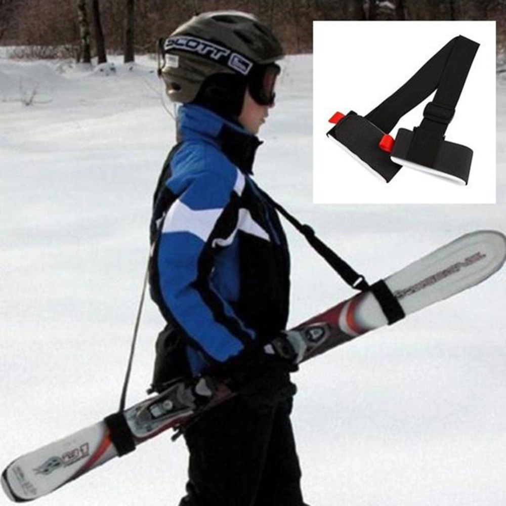 Adjustable Ski Strap Snowboard Sking Shoulder Hand Handle Straps Binding Protection Tie (Black)