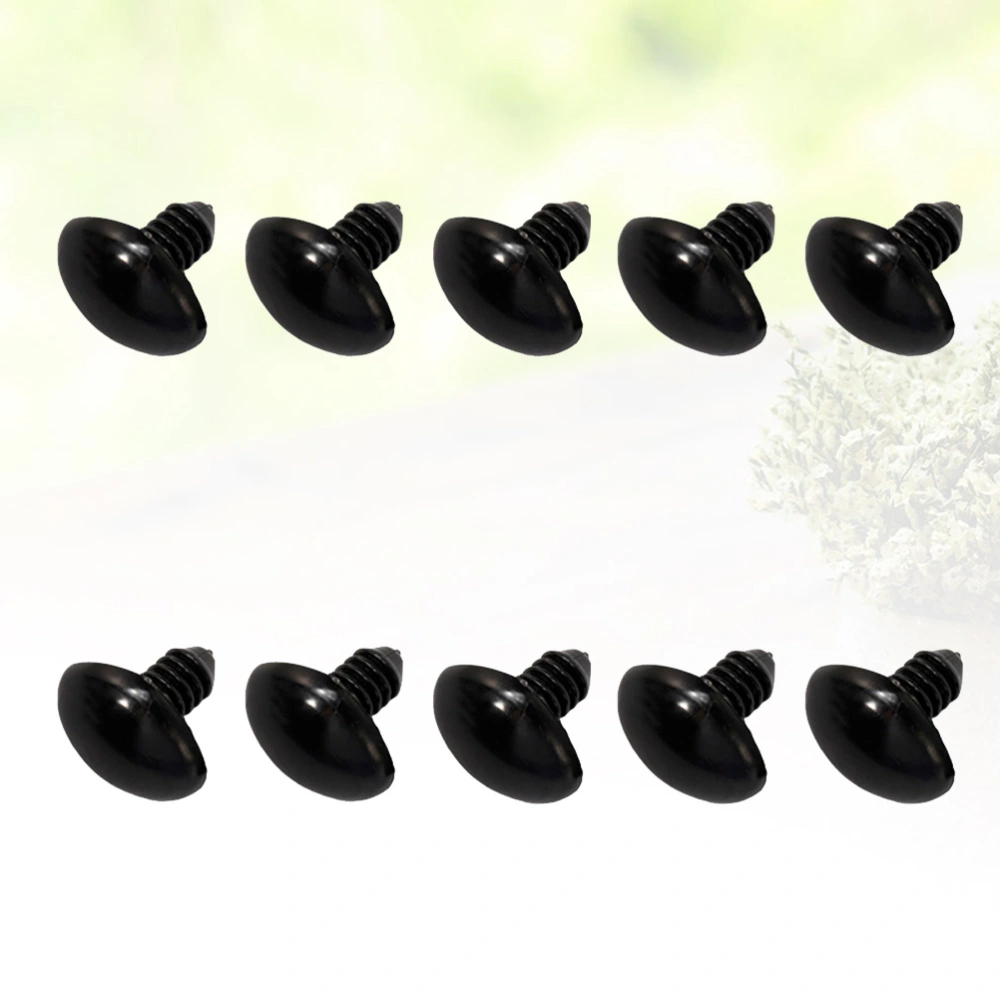 200pcs Black Craft Animal Bear Doll Nose Plastic Screw Nose for DIY Plush Toy Scrapbooking Crafts Projects Size 8mm