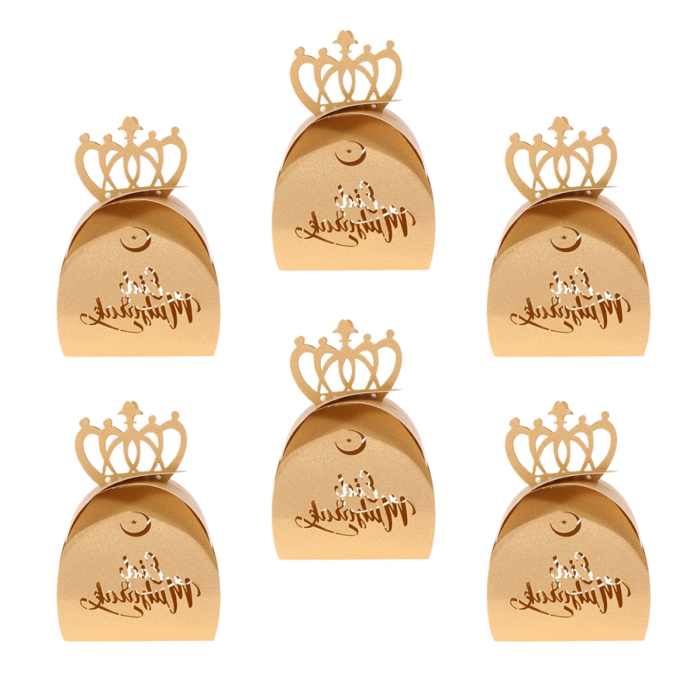 10pcs Creative Crown Design Eid Mubarak Candy Boxes Hollow Out Paper Gift Case Party Supplies Delicate Chocolate Boxes