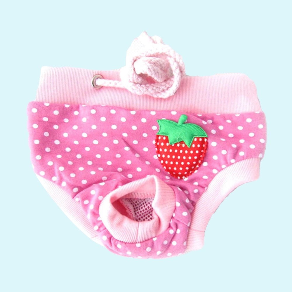 Pet Diaper Sanitary Physiological Pants Dot Strawberry Washable Male Dog Shorts Panties Menstruation Underwear Size S (Pink)