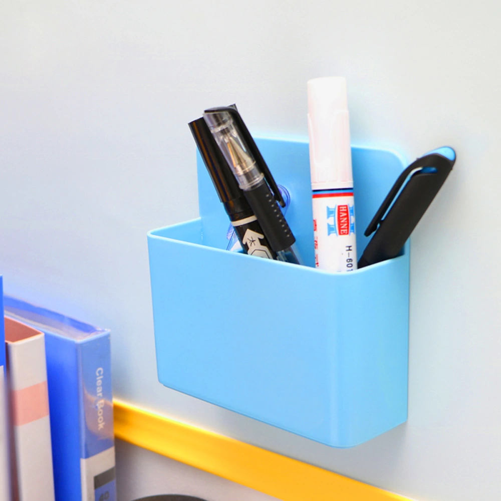 Magnetic Stationery Marker Pen Chalk Storage Box Whiteboard Surface Desk Plastic Organizer Box (Sky-blue)