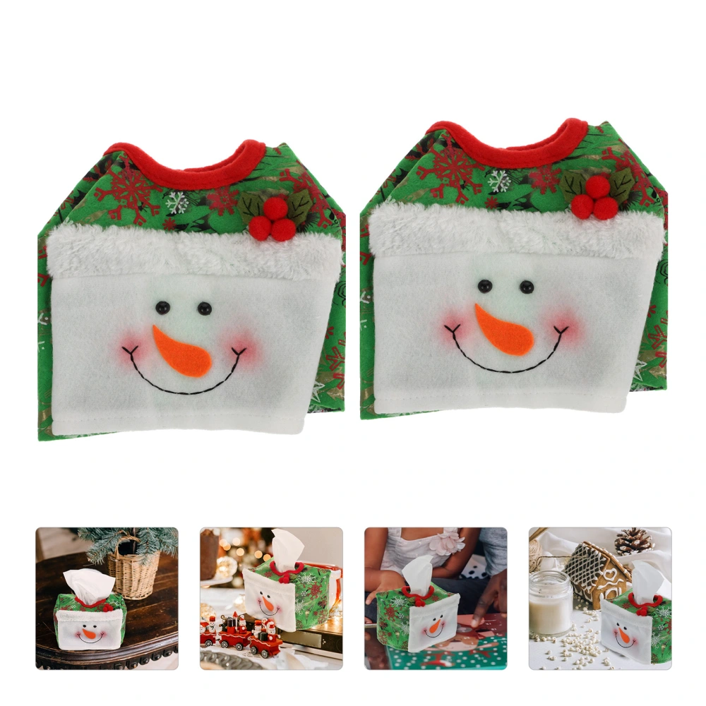 2Pcs Household Tissue Boxes Christmas Themed Tissue Containers Desktop Decor