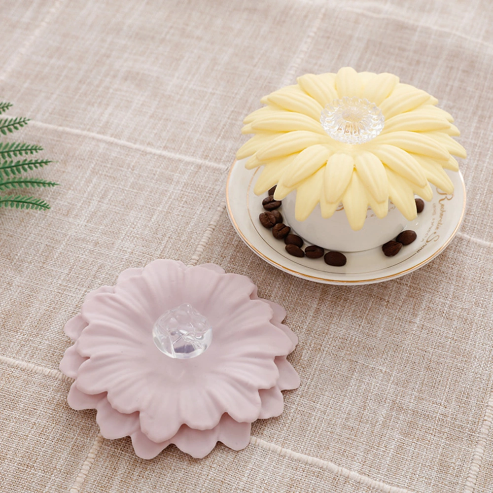 Creative Silicone Flower Cup Lid Lovely Mug Cover Anti-dust Drink Cup Cover Leakproof Lid Random Pattern and Color