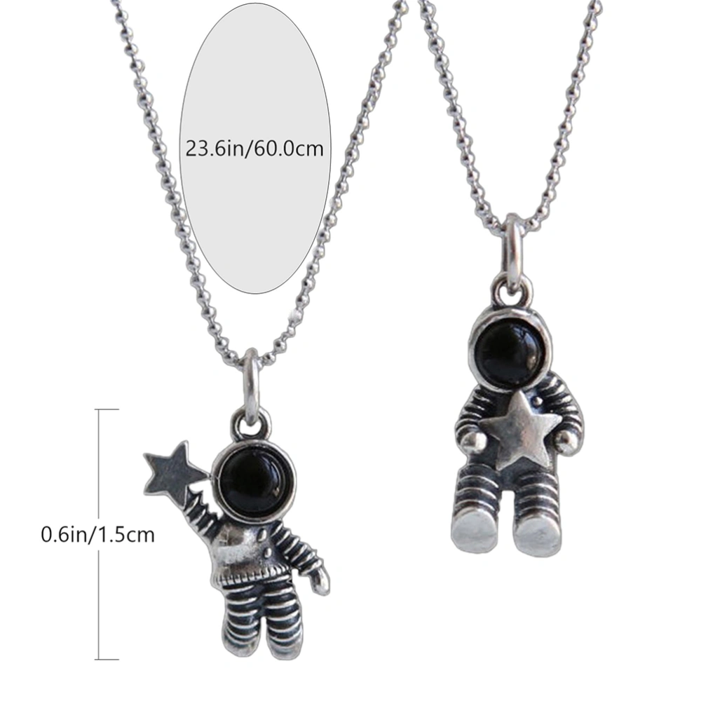 1 Set 6pcs Creative Astronaut Pendant Necklaces for Men and Women (Steel Color)