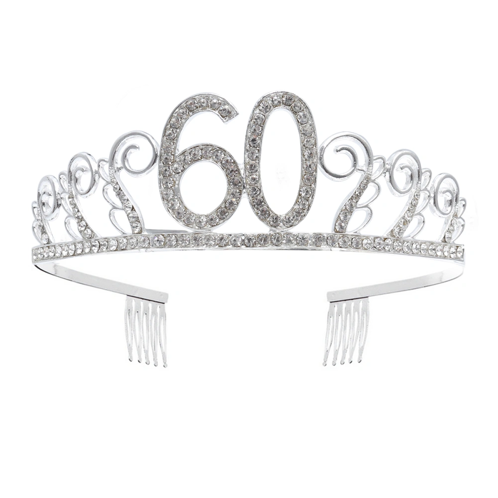 Birthday Crystal Rhinestone Tiara Queen Crowns Dance party Headband Hair Combs Pin for Women's 60th Birthday Party Favor