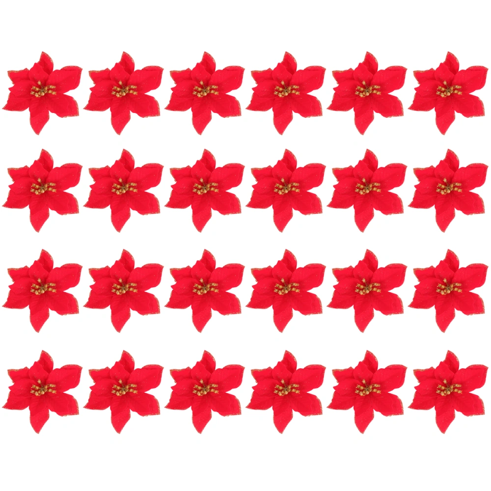 24pcs Christmas Simulation Flower Cloth Flower Decoration Props