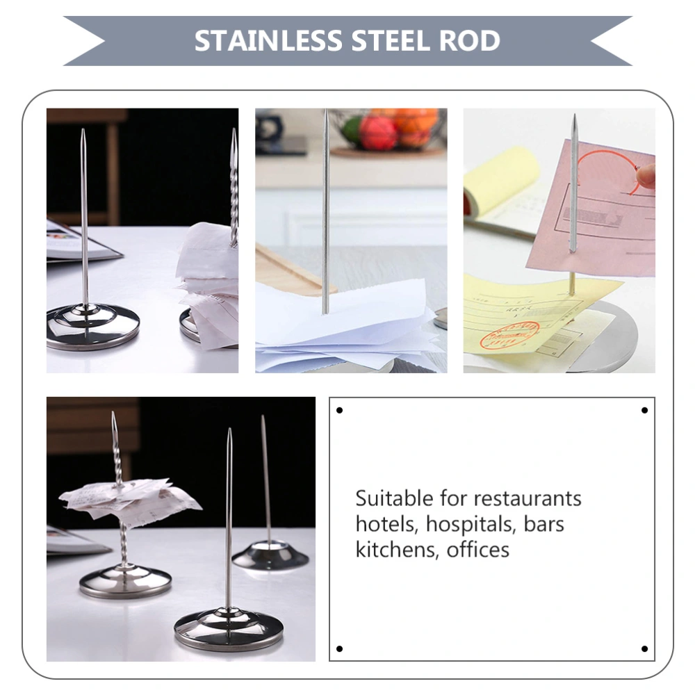 1Pc Stainless Steel Rod Paper Memo Holder Bill Receipt Note Spike Stick (Silver)