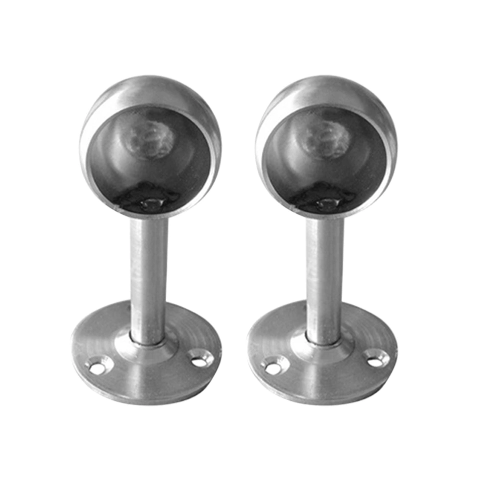 2 Set of 25mm Round Shape Diameter Stainless Steel Coloset Pole Socket for Closet Curtain (Silver)