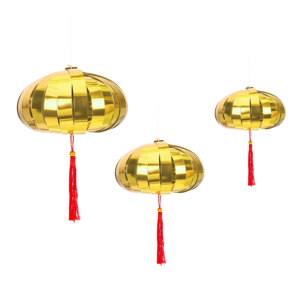 3PCS Round Sequin Mirror Surface Paper Lanterns Chinese-style Shop Window Pendants