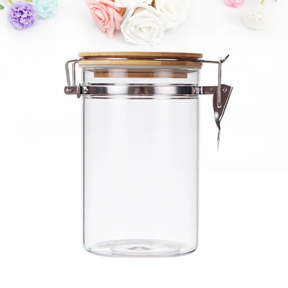 Kitchen 800ML Sealed Jar with Lid Food Grain Seasoning Seal Cans Storage Glass Jar with Buckle Transparent