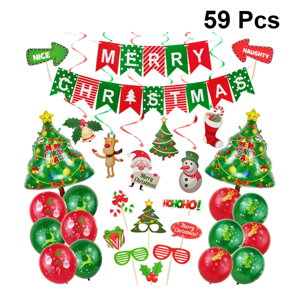 59pcs Christmas Aluminum Foil Balloon Photo Props Party Supplies Decoration