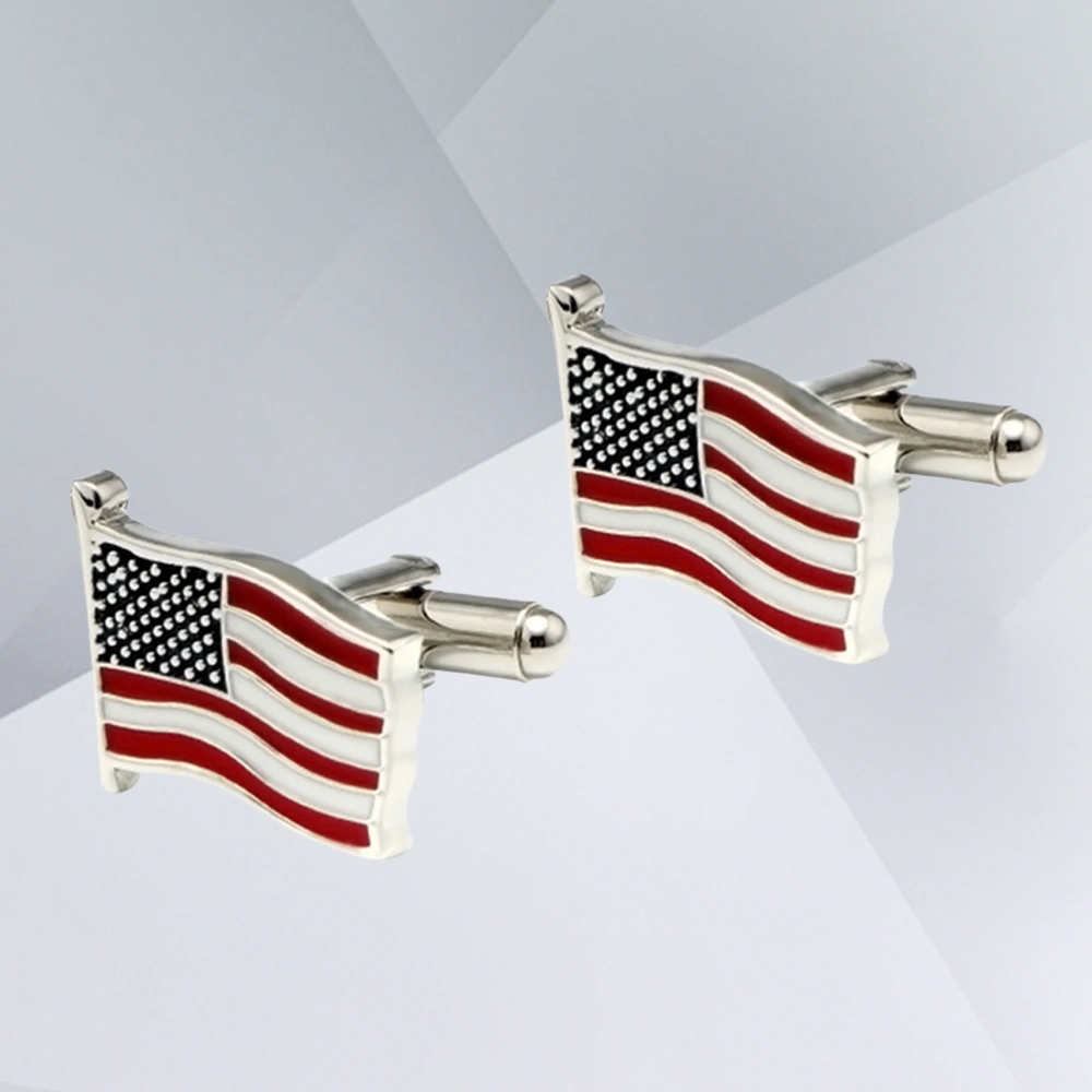 1 Pair Men's American Flag Style French Shirts Cufflinks Fashion Cuff Links Buttons