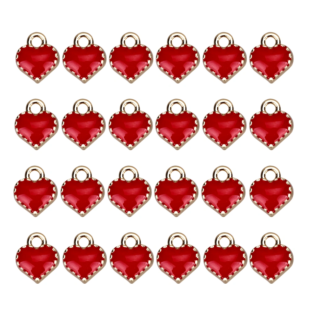 100 Pcs 1.5MM Hole Drip Oil Alloy Pendant DIY Necklace Accessories Heart Shape Alloy Hanging Pendants for Jewelry Necklace Earrings Making (Red)