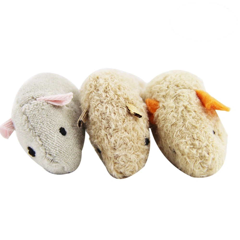 3pcs Pet Cat Bite-resistant Toy Plush High Simulated Little Mouse Mouselet Hide and Seek Game Props