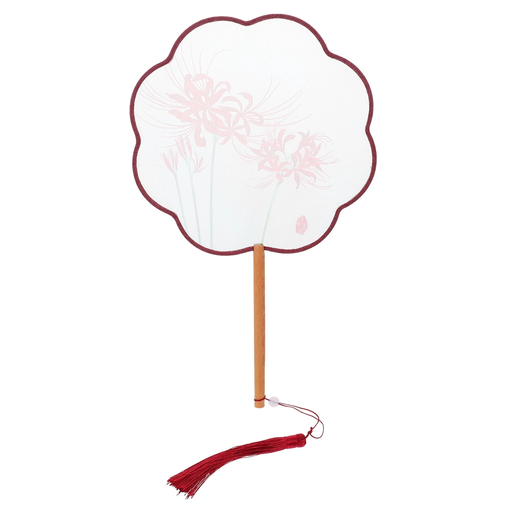 Tassel Circular Fan Chinese Fan Long Handle Translucence Hand Circular Fan