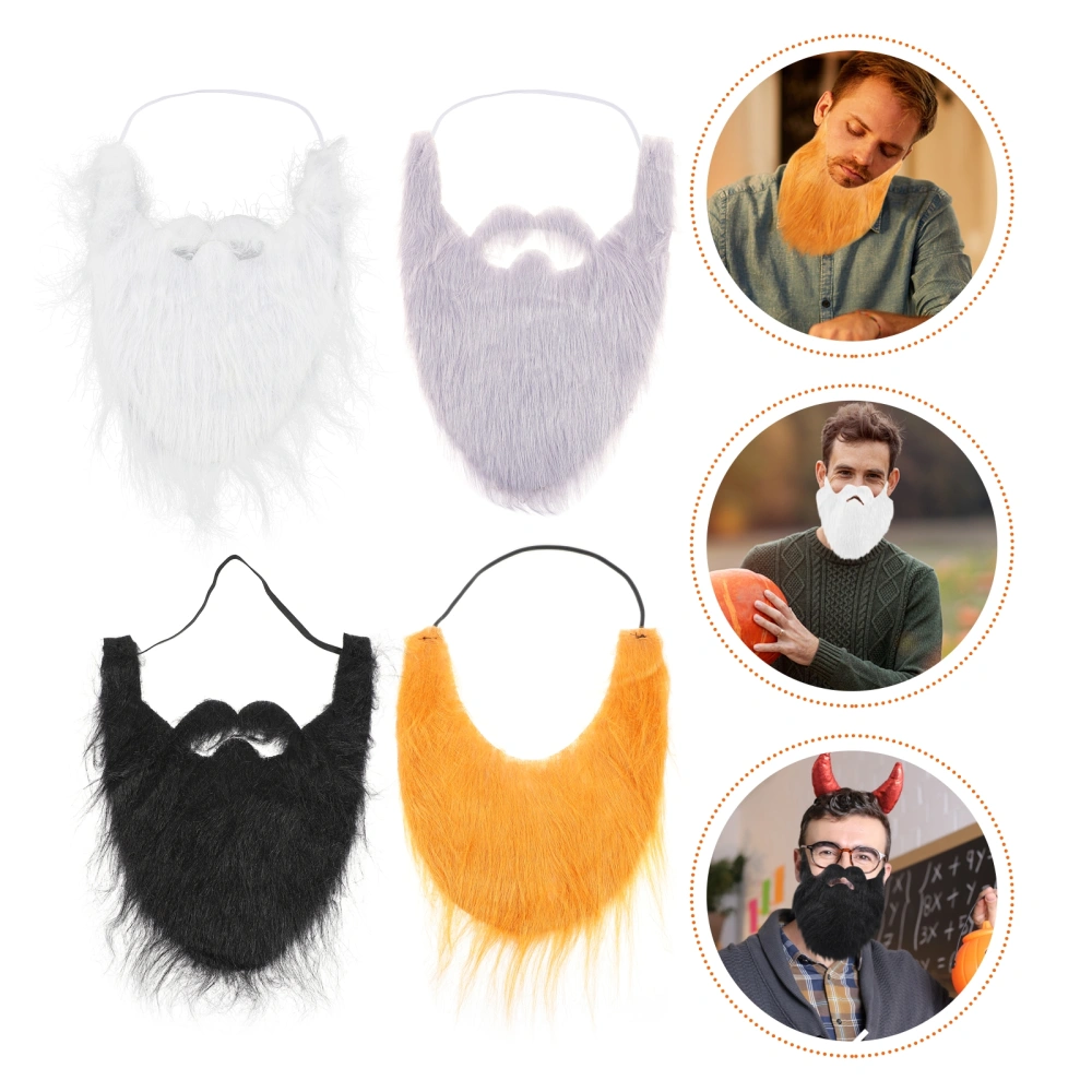 4pcs Halloween Fake Beards Fake Mustache Beards Funny Fake Mustaches for Costume