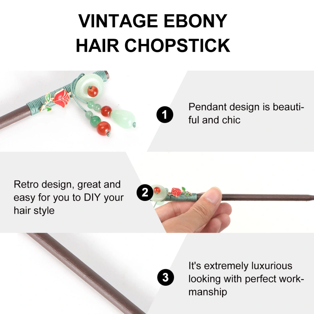 1pc Vintage Ebony Hair Chopstick Chinese Style Pendant Hair Stick for Lady Women (Pattern 4)