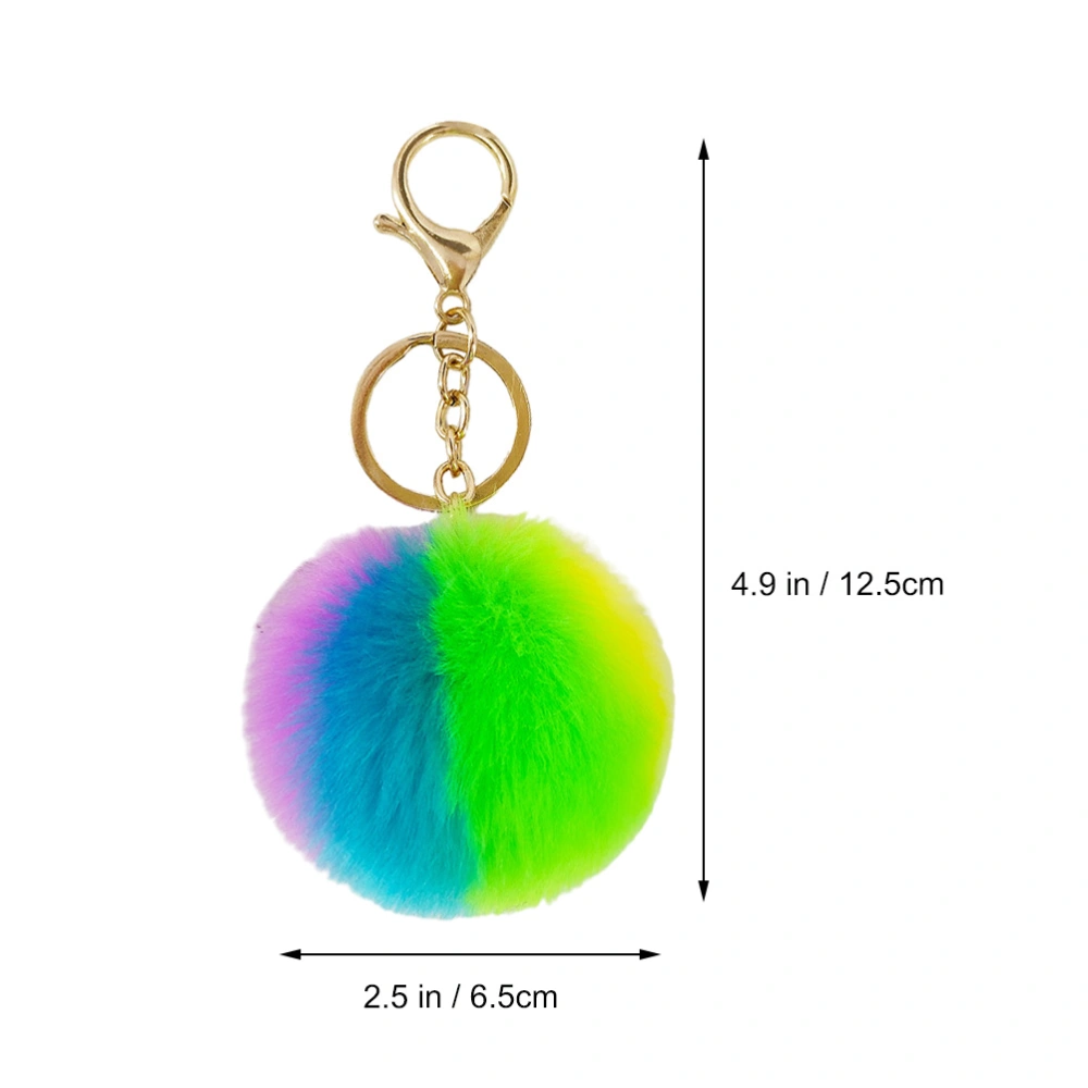 3pcs Stylish Key Chains Crafts Colorful Fuzzy Ball Ornaments Key Rings Bag Ornaments